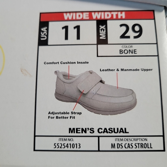 NIB Dr. Scholls Men's Casual Stroll Bone Color Shoes size 11 Wide Leather w/Box - Picture 10 of 10